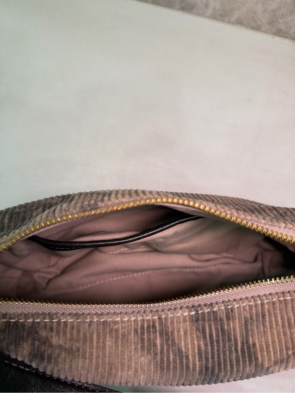 Corduroy Tie-Dye Shoulder Bag in Taupe by Unknown - Picture 6 of 7